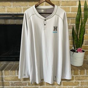 Howler Brothers Loggerhead Long Sleeve Fishing Henley Shirt Gray Size 2XL XXL